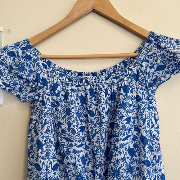 Vineyard Vines Romper Size Small Blue White Tropical Print Flamingos Turtles - Picture 4 of 10